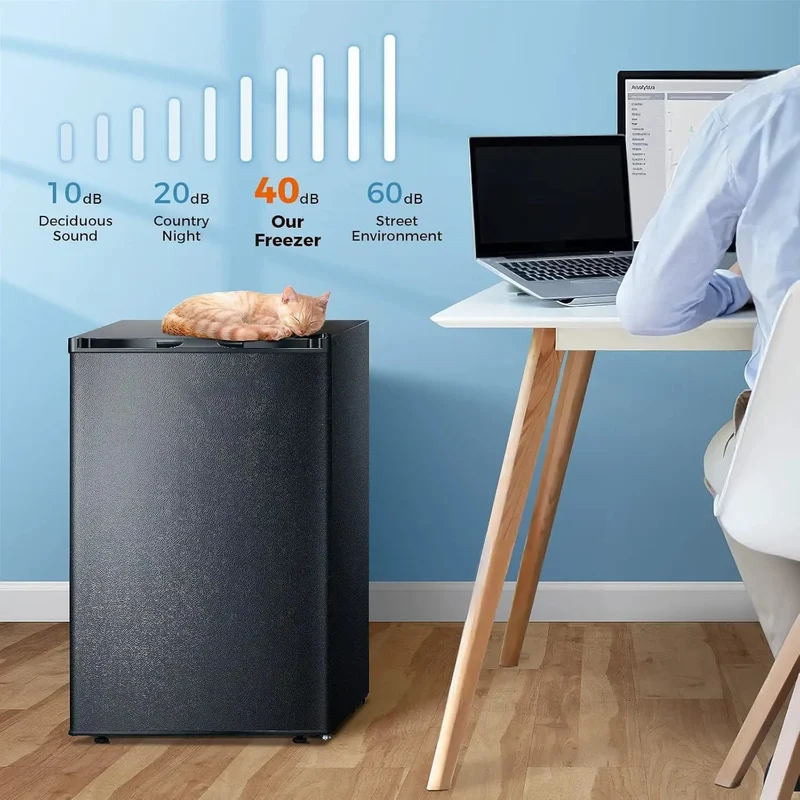 Slick Compact 3 Cubic Feet Upright Freezer In Matte Black Housing With Two Slide Out Shelves Designed For Hassle Free Storage Of Meat Seafood Ice Cream And Breast Milk While Keeping Your Daily Grocery Hauls Chilled And Easily Accessible