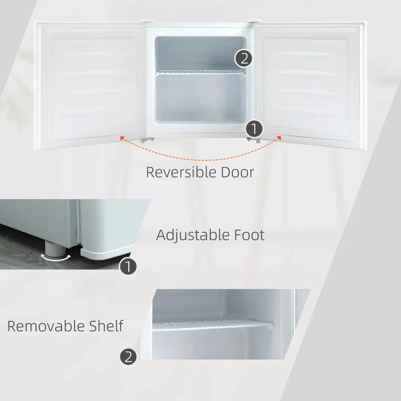 Hella Quiet 1.1 Cu Ft Countertop Upright Mini Freezer In Snazzy Steel White With Removable Shelves And Reversible Door For Dorms Apartments Offices And Homes Plush Storage Inside