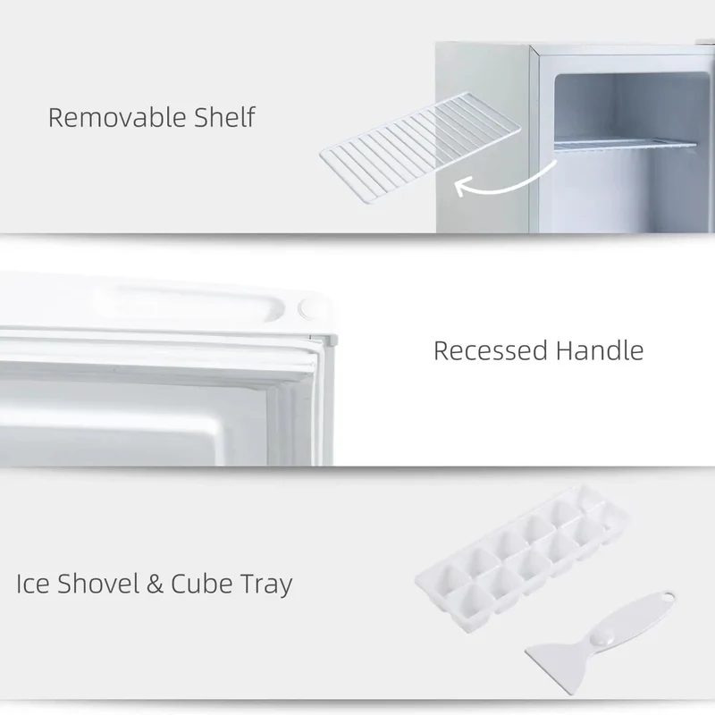 Hella Quiet 1.1 Cu Ft Countertop Upright Mini Freezer In Snazzy Steel White With Removable Shelves And Reversible Door For Dorms Apartments Offices And Homes Plush Storage Inside