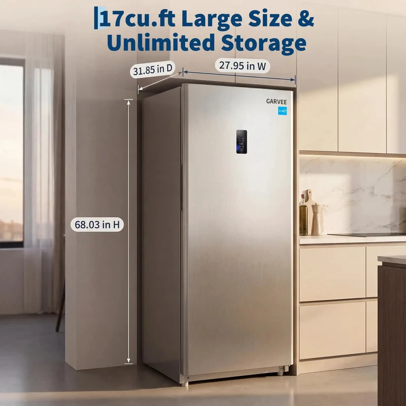 Huge 17 Cu Ft Upright Convertible Freezer And Fridge Hybrid With Four Chill Modes Auto Defrost System Slick Digital Controls Whisper Quiet Efficient Motor Roomy Interior Shelving Built For Garage Stash Or Party Prep