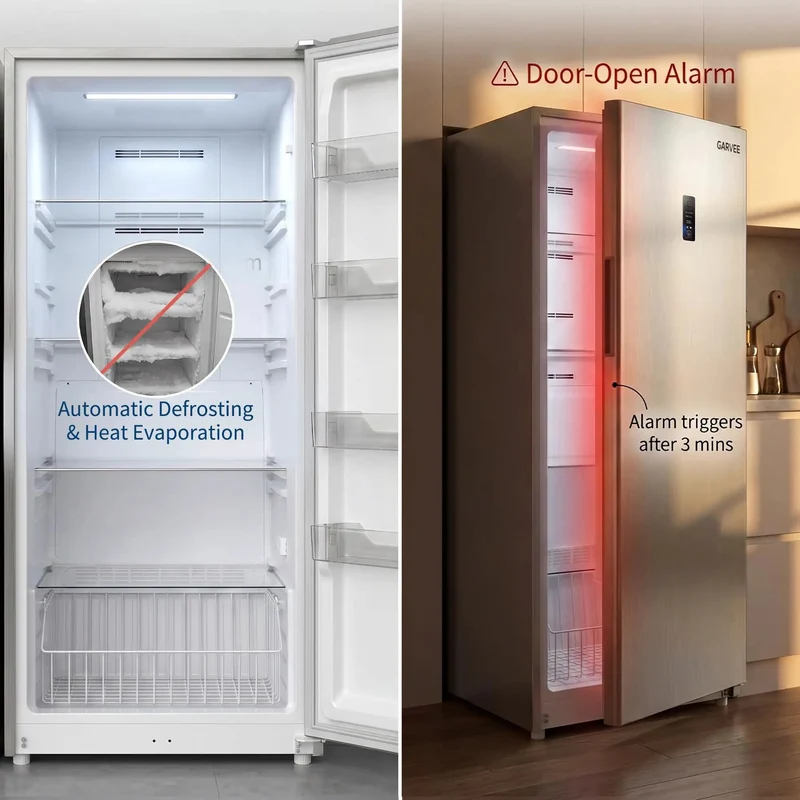 Huge 17 Cu Ft Upright Convertible Freezer And Fridge Hybrid With Four Chill Modes Auto Defrost System Slick Digital Controls Whisper Quiet Efficient Motor Roomy Interior Shelving Built For Garage Stash Or Party Prep