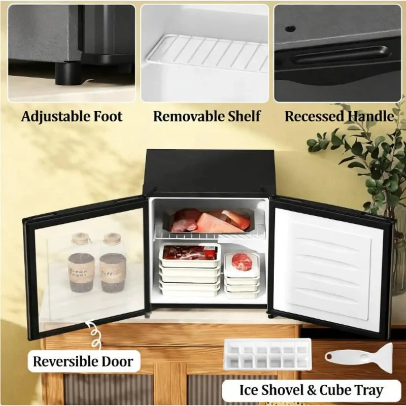 Slick Compact Upright Freezer Sweet Countertop Mini Fridge Silver 1.1 Cu Ft Storage No Sweat Adjustable Temp Smooth Quiet Compressor Runs Perfect For Tight Dorm Spots Apartments And Desk Setups