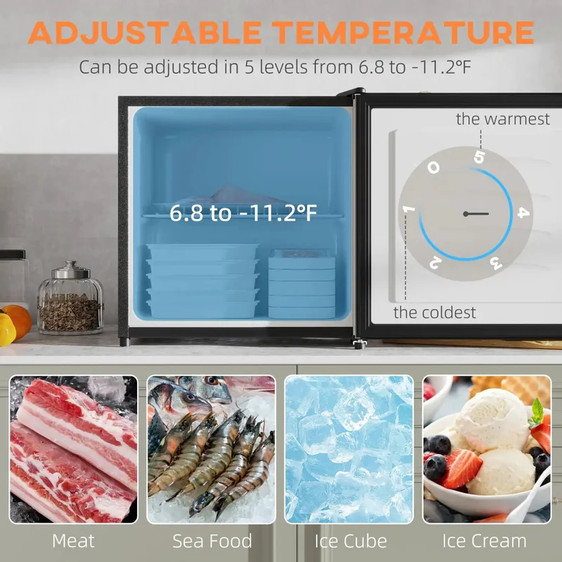 Slick Compact Upright Freezer Sweet Countertop Mini Fridge Silver 1.1 Cu Ft Storage No Sweat Adjustable Temp Smooth Quiet Compressor Runs Perfect For Tight Dorm Spots Apartments And Desk Setups