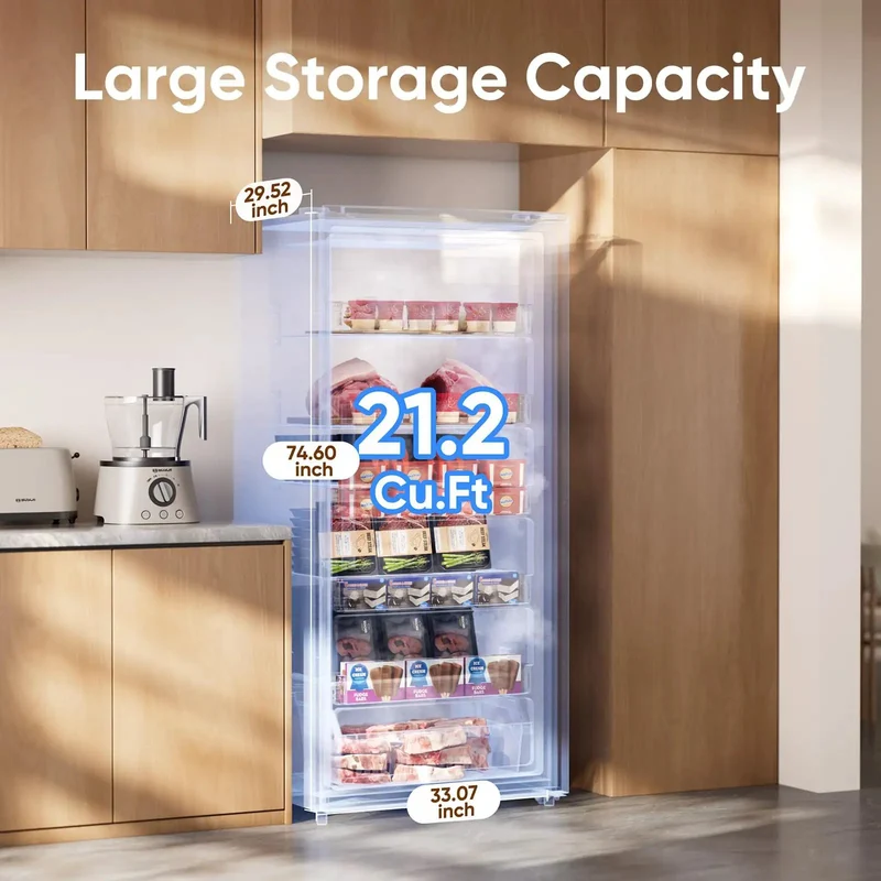 21.2 Cu Ft Convertible Upright Freezer Frost Free Space Saver That Works Wonders For Big Families Quiet Energy Star Rated Appliance Perfect For Extra Meat Storage And Smart Kitchen Upgrades With Smooth Operation And Reliable Performance Daily.