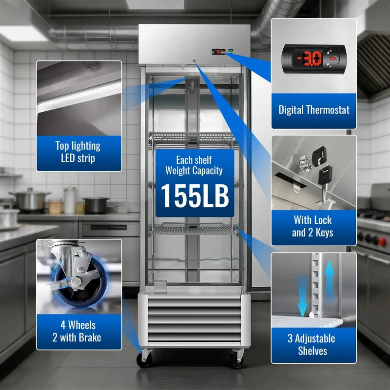 Tough As Nails 27 Wide Commercial Freezer 23 Cubic Ft Stainless Steel Reach In Upright Freezer With Whisper Quiet Motor And Beefy Adjustable Shelves Energy Efficient Design With Digital Temp Control Workhorse For Restaurant Bar Shop