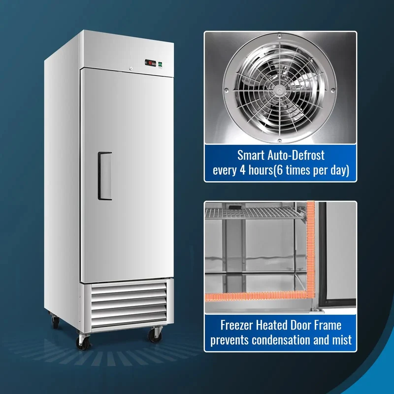 Tough As Nails 27 Wide Commercial Freezer 23 Cubic Ft Stainless Steel Reach In Upright Freezer With Whisper Quiet Motor And Beefy Adjustable Shelves Energy Efficient Design With Digital Temp Control Workhorse For Restaurant Bar Shop