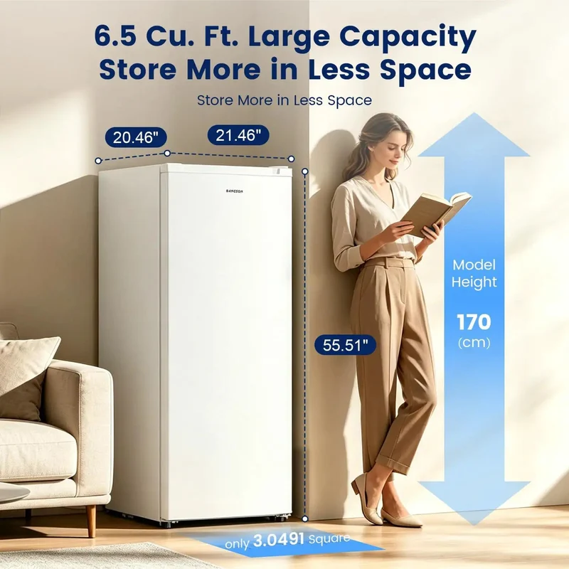 Slick 6.5 Cubic Foot Upright Freezer In Clean White Brings No Sweat Space Saving Vibes Straight To Apartments Dorms And Offices With Plenty Of Vertical Storage That Really Pulls Its Weight Without Hogging Your Entire Floor