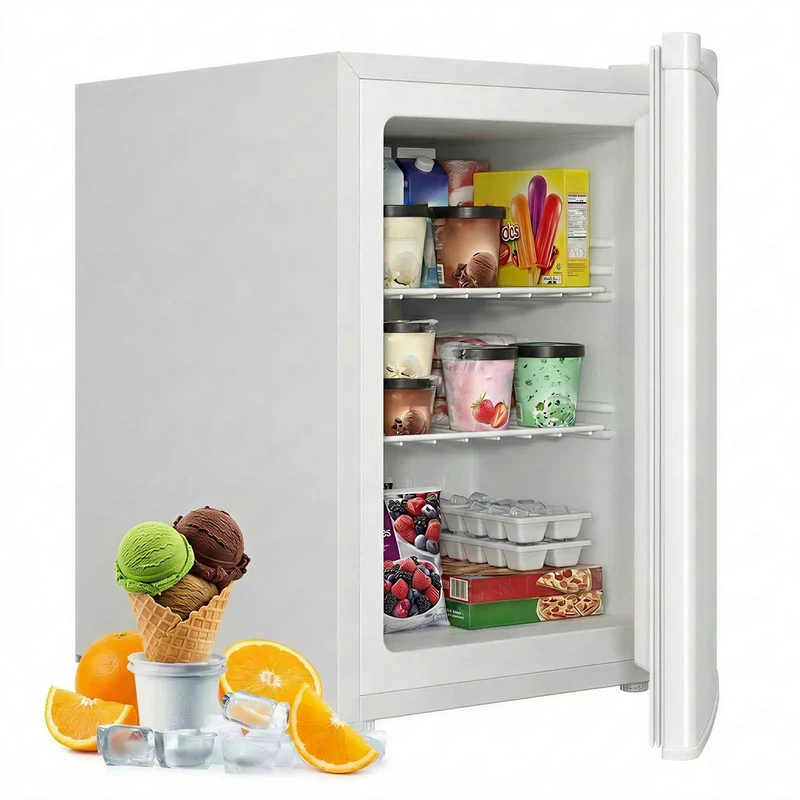 White 3.0 Cu Ft Upright Freezer With 7 Adjustable Temp Settings Compact Mini Freezer Space Saving Storage Solution Perfect For Dorms Apartments Kitchens And Garages Sleek And Solid Design That Handles Your Frozen Goodz Without Breaking A Sweat