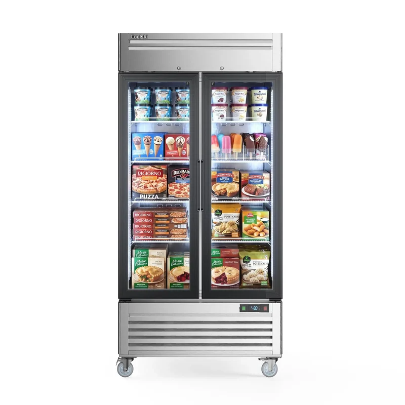 Heavy Duty Commercial Upright Display Freezer With Tempered Glass Door 33.5 Cubic Foot Auto Defrost Digital Temperature Control Rock Solid Stainless Steel Build For Retail And Restaurant Owners