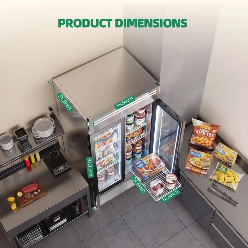 Heavy Duty Commercial Upright Display Freezer With Tempered Glass Door 33.5 Cubic Foot Auto Defrost Digital Temperature Control Rock Solid Stainless Steel Build For Retail And Restaurant Owners