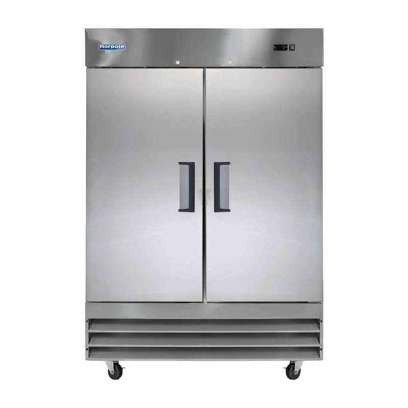 Heavy Duty Commercial Two Door Freezer With Forty Six Cubic Feet Of Space Frost Free Tech And Brushed Stainless Steel Shell Built Like A Tank For Busy Restaurant Kitchens And Food Service Teams