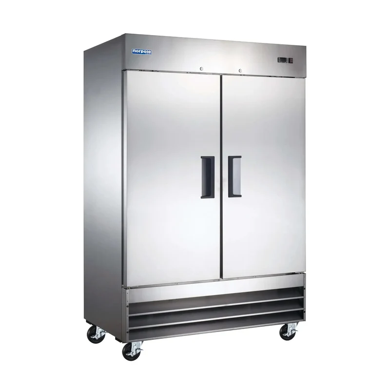 Heavy Duty Commercial Two Door Freezer With Forty Six Cubic Feet Of Space Frost Free Tech And Brushed Stainless Steel Shell Built Like A Tank For Busy Restaurant Kitchens And Food Service Teams