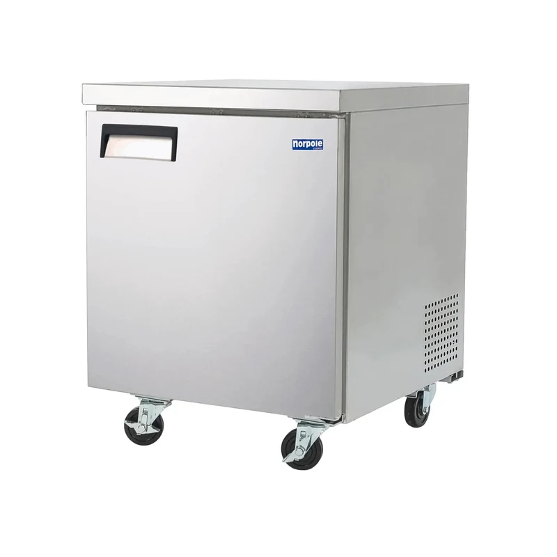 Heavy Duty Commercial Undercounter Freezer 27 Inch 6 Cubic Foot Stainless Steel Auto Defrost Compact No Sweat Frost Free Zero Hassle Setup Top Shelf Frozen Food Storage For Busy Kitchens Bars