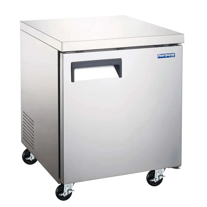 Heavy Duty Commercial Undercounter Freezer 27 Inch 6 Cubic Foot Stainless Steel Auto Defrost Compact No Sweat Frost Free Zero Hassle Setup Top Shelf Frozen Food Storage For Busy Kitchens Bars