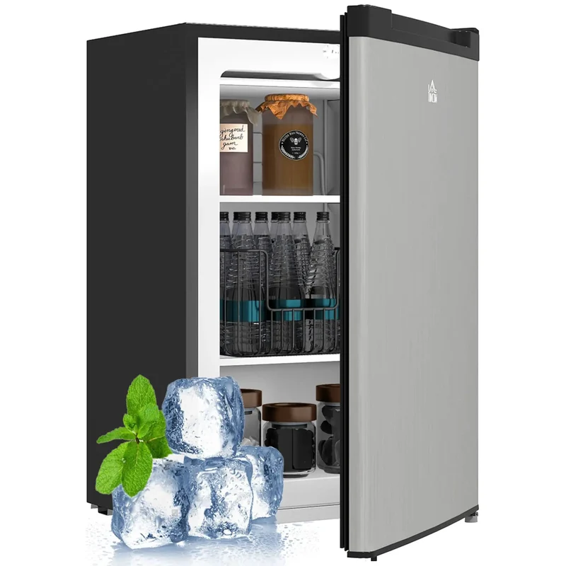 Compact Upright Freezer With 3 Cu Ft Capacity And Reversible Silver Door Featuring Easy Turn Thermostat For Small Kitchens Apartments And Dorm Rooms Straightforward Build For Heavy Duty Frozen Storage And Cramped Spaces