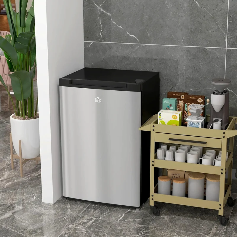 Compact Upright Freezer With 3 Cu Ft Capacity And Reversible Silver Door Featuring Easy Turn Thermostat For Small Kitchens Apartments And Dorm Rooms Straightforward Build For Heavy Duty Frozen Storage And Cramped Spaces