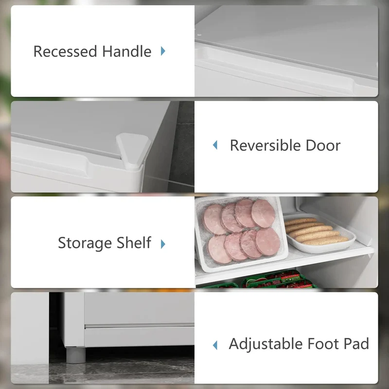 Heavy Duty Upright Mini Freezer Delivers Reliable Frost Free Chill With Reversible Single Door And Easy Dial Thermostat Built Tough For Bedroom Corners Studio Apts Or Rec Room Shelving