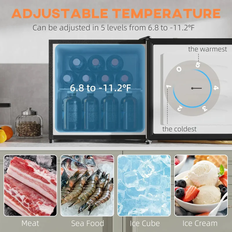 1.1 Cubic Foot Countertop Mini Freezer In Sleek Black Featuring Removable Shelves To Handle Your Daily Frozen Stash Effortlessly In Dorms Apartments Or Home Offices While Saving Precious Counter Space