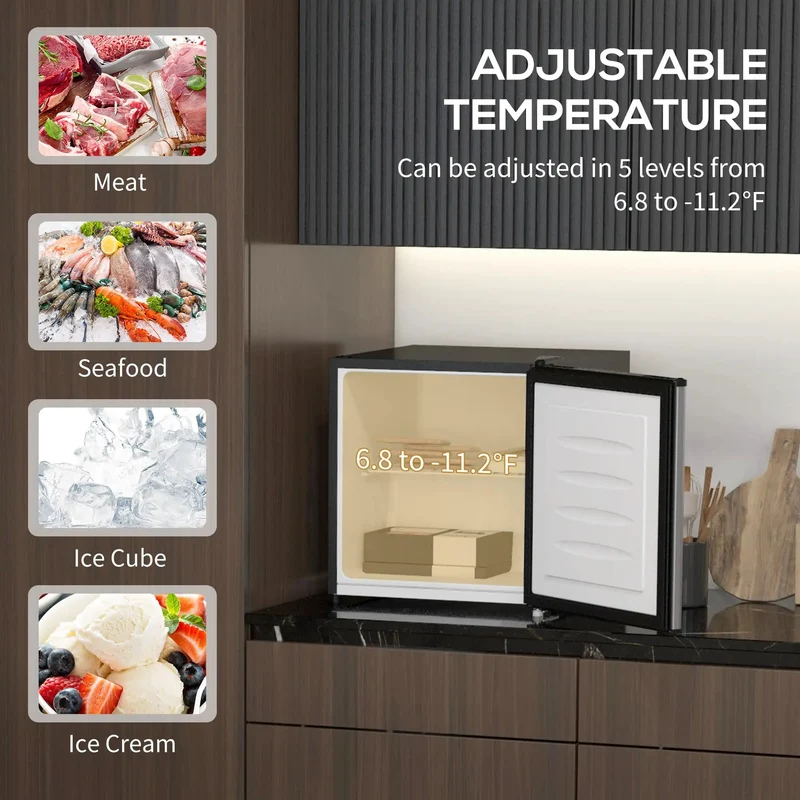 Sick Silver Mini Freezer With 1.1 Cu Ft Storage Capacity Featuring Reversible Door Removable Shelves Adjustable Temp Control Ideal For Dorm Motor Home Or Office To Keep Your Meat Fresh As A Daisy No Cap Defrost Manually