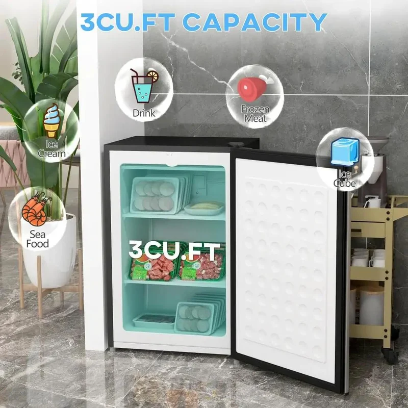 Compact Upright Mini Freezer With 3.0 Cubic Feet Capacity And Reversible Door For Dorm Life Apartments Rv Trips And Office Setups Slick Build To Keep Beverages Frosty And Stash Snacks No Fuss Placement Fits Any Tight Corner