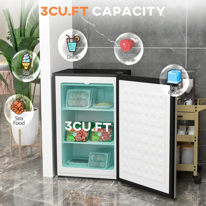 Solid 3 Cubic Foot Compact Upright Freezer With No Fuss Controls And Reversible Door Plays Nice In Tight Apartments Or Busy Kitchens While Keeping Your Frozen Stash Ice Cold In Bright Silver