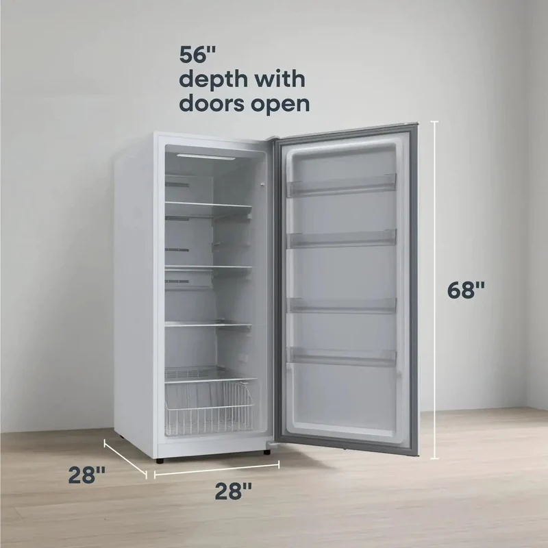 14 Cu Ft Convertible Upright Freezer And Refrigerator In Warm White Panel Featuring Hassle Free Mode Switch Flex Config Layout And Ample Shelving For Snacks And Beverages