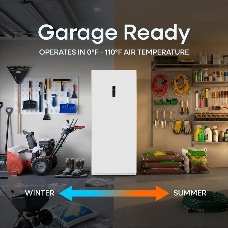 14 Cu Ft Convertible Upright Freezer And Refrigerator In Warm White Panel Featuring Hassle Free Mode Switch Flex Config Layout And Ample Shelving For Snacks And Beverages