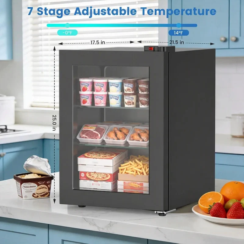 2.3 Cu Ft Upright Mini Freezer With Tempered Glass Door And Flexible Temp Control Keeps Your Stash Ice Cold In This Hella Compact Unit Ideal For Small Apartments Tiny Rvs Or Lofts Featuring Removable Shelves And Quick Trays