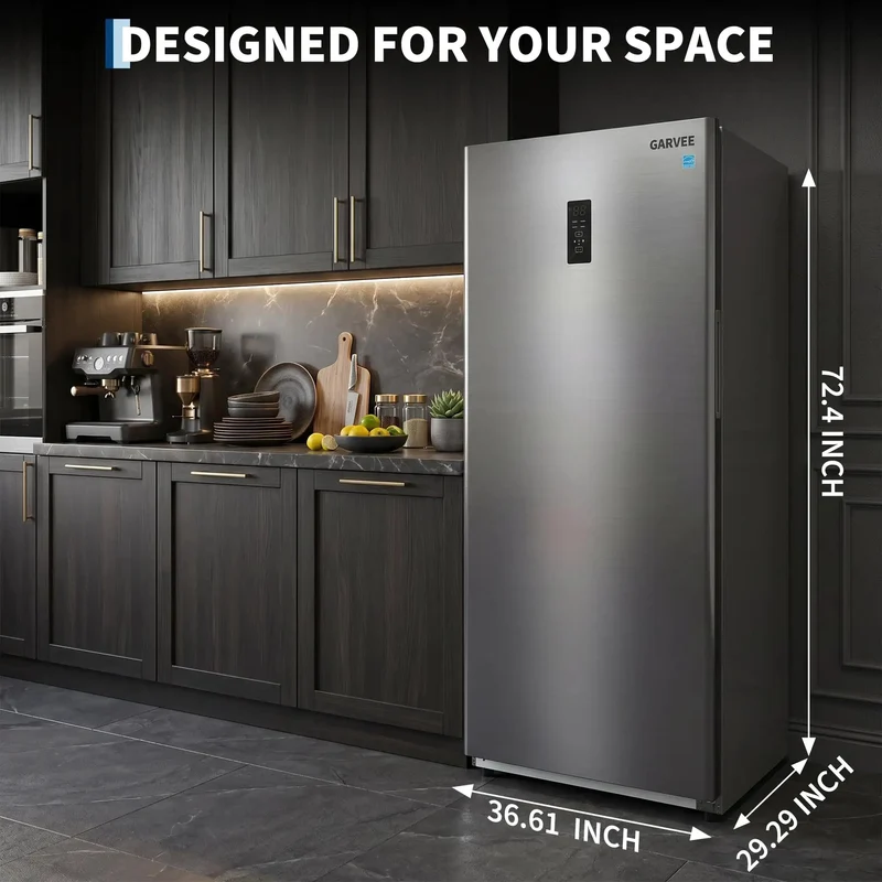 Frost Free Upright Freezer Single Door Stand Up 20 Cubic Feet For Bulk Storage And Frozen Meals Space Saving Vertical Setup Ideal For Home Garage Or Kitchen No Frost Headache For Bulk Hauls