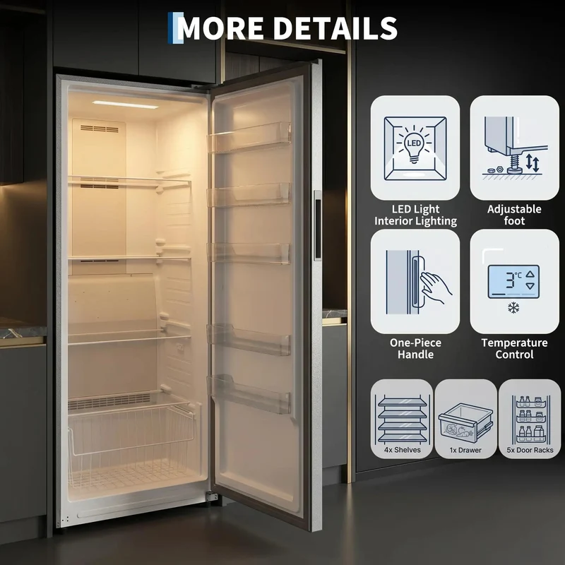 Frost Free Upright Freezer Single Door Stand Up 20 Cubic Feet For Bulk Storage And Frozen Meals Space Saving Vertical Setup Ideal For Home Garage Or Kitchen No Frost Headache For Bulk Hauls