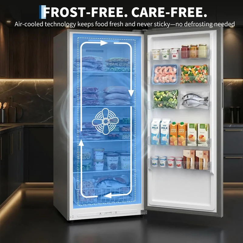 Frost Free Upright Freezer Single Door Stand Up 20 Cubic Feet For Bulk Storage And Frozen Meals Space Saving Vertical Setup Ideal For Home Garage Or Kitchen No Frost Headache For Bulk Hauls