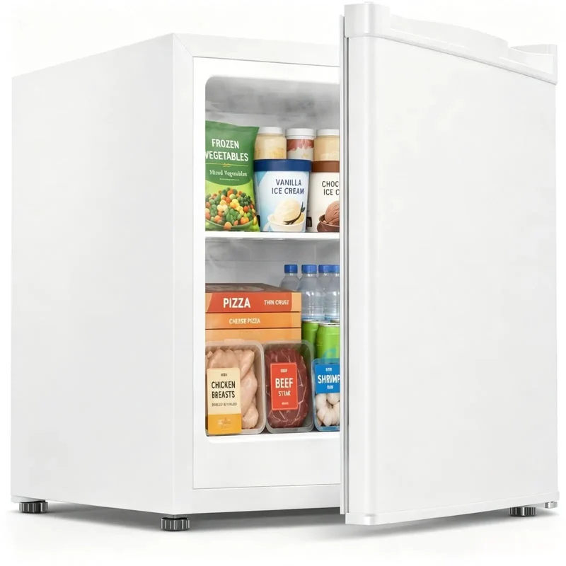 Compact 1.1 Cu Ft Upright Mini Freezer In Bright White For Dorms Small Apartments And Garages Fast Freeze Tech Keeps Your Cold Stash Frosty While Taking Zero Footprint Off The Kitchen Floor