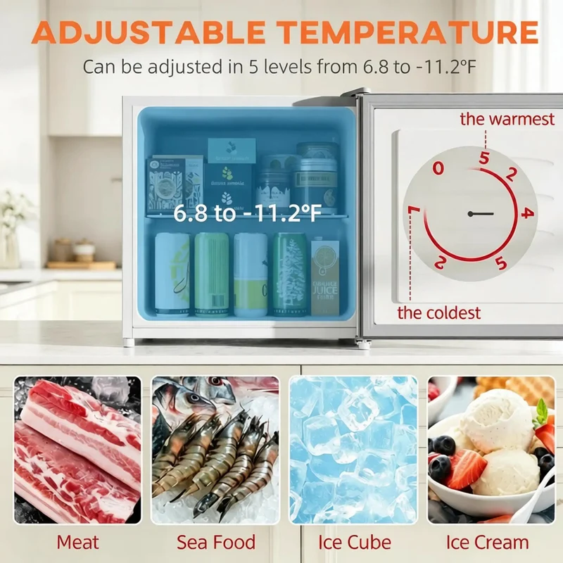 Slick Compact 1.1 Cu Ft Mini Freezer With Smooth Five Step Temperature Control And Reversible Door For Gray Small Space Meal Prep That Hella Keeps Ice Cream Fresh All Week Long Great For Dorm Or Kitchen Use