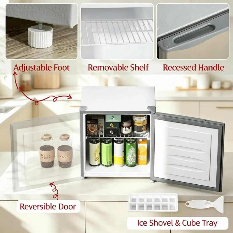 Slick Compact 1.1 Cu Ft Mini Freezer With Smooth Five Step Temperature Control And Reversible Door For Gray Small Space Meal Prep That Hella Keeps Ice Cream Fresh All Week Long Great For Dorm Or Kitchen Use