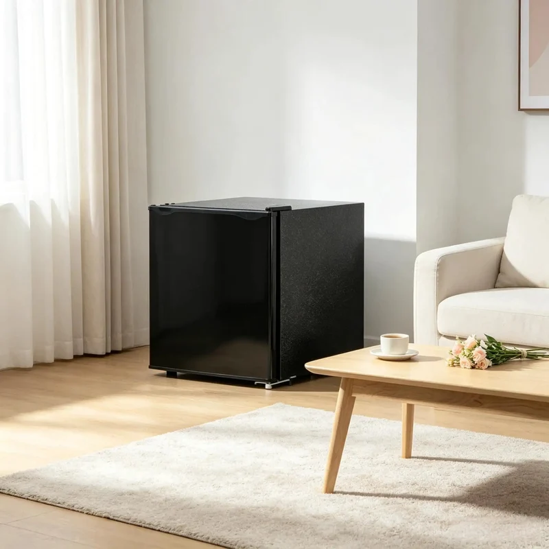 Slick Compact Upright Mini Freezer Offering One Point One Cubic Feet Of Cold Storage With Five Adjustable Thermostat Settings And A Reversible Black Exterior For Storing Meats Seafood And Desserts Without The Sweat