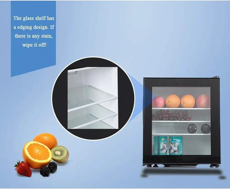 Compact Upright Mini Freezer Featuring A Sleek Black Glass Door With Energy Efficient Cooling That Runs Dead Quiet At Twenty Eight Decibels Ideal For Dorms Offices Or Small Bedrooms With Plug And Play Design