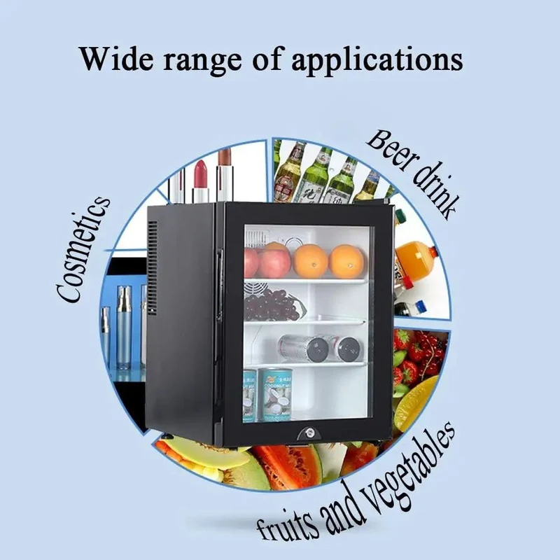 Compact Upright Mini Freezer Featuring A Sleek Black Glass Door With Energy Efficient Cooling That Runs Dead Quiet At Twenty Eight Decibels Ideal For Dorms Offices Or Small Bedrooms With Plug And Play Design