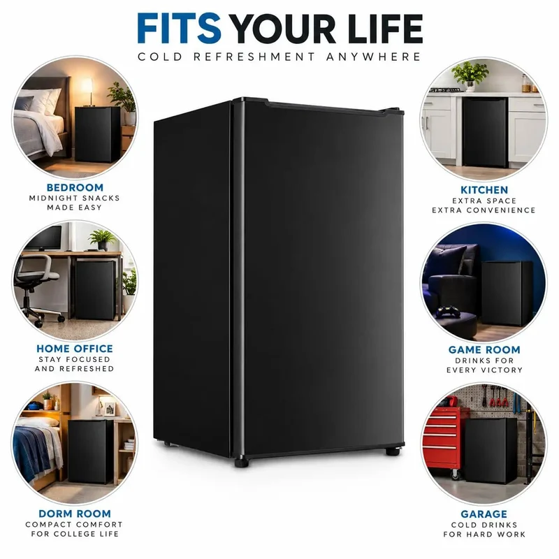 Kickin Compact 3.2 Cubic Foot Upright Freezer Solid Black Design Legit Space Saving Cold Storage For Garage Tight Kitchen And College Dorm Room With Smooth 3 Level Thermostat