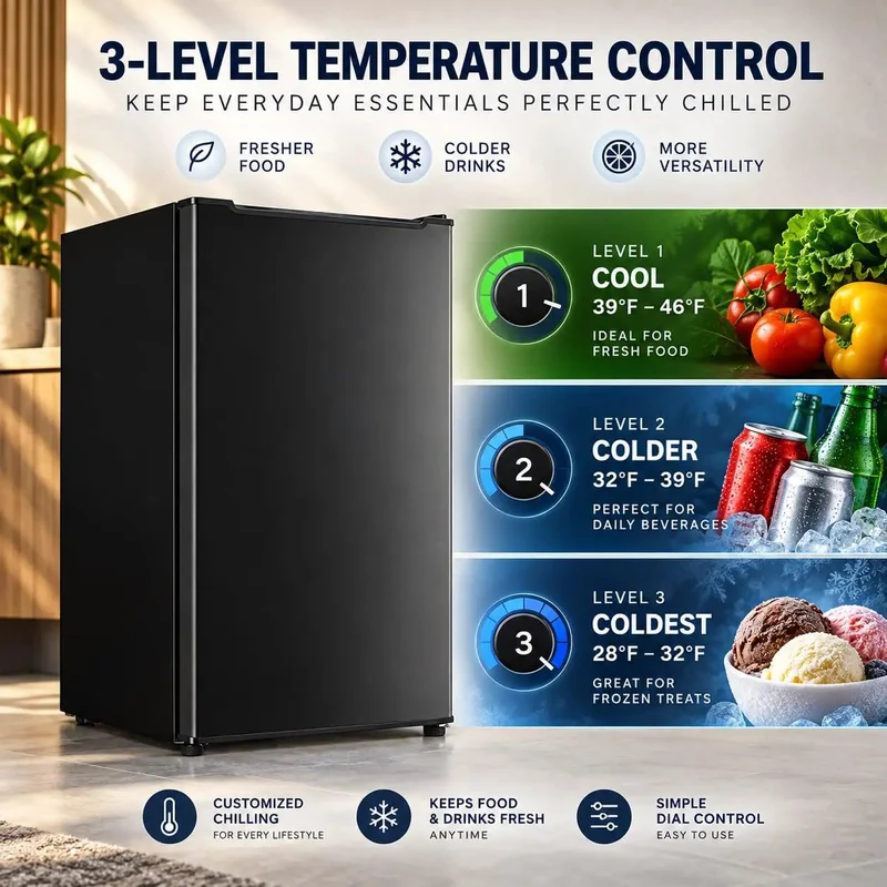 Kickin Compact 3.2 Cubic Foot Upright Freezer Solid Black Design Legit Space Saving Cold Storage For Garage Tight Kitchen And College Dorm Room With Smooth 3 Level Thermostat