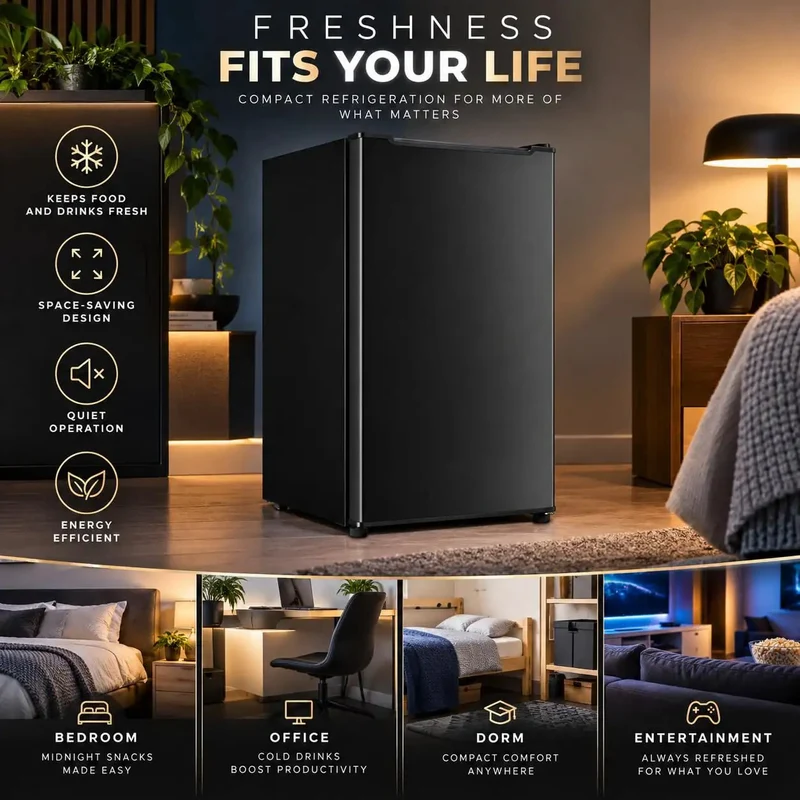 Kickin Compact 3.2 Cubic Foot Upright Freezer Solid Black Design Legit Space Saving Cold Storage For Garage Tight Kitchen And College Dorm Room With Smooth 3 Level Thermostat