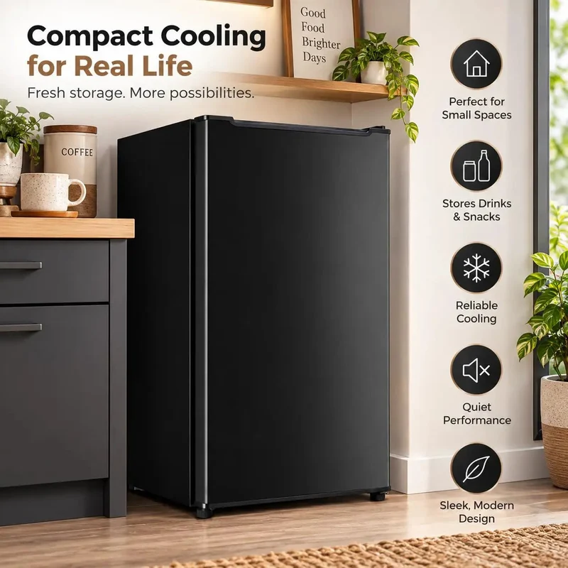 Kickin Compact 3.2 Cubic Foot Upright Freezer Solid Black Design Legit Space Saving Cold Storage For Garage Tight Kitchen And College Dorm Room With Smooth 3 Level Thermostat