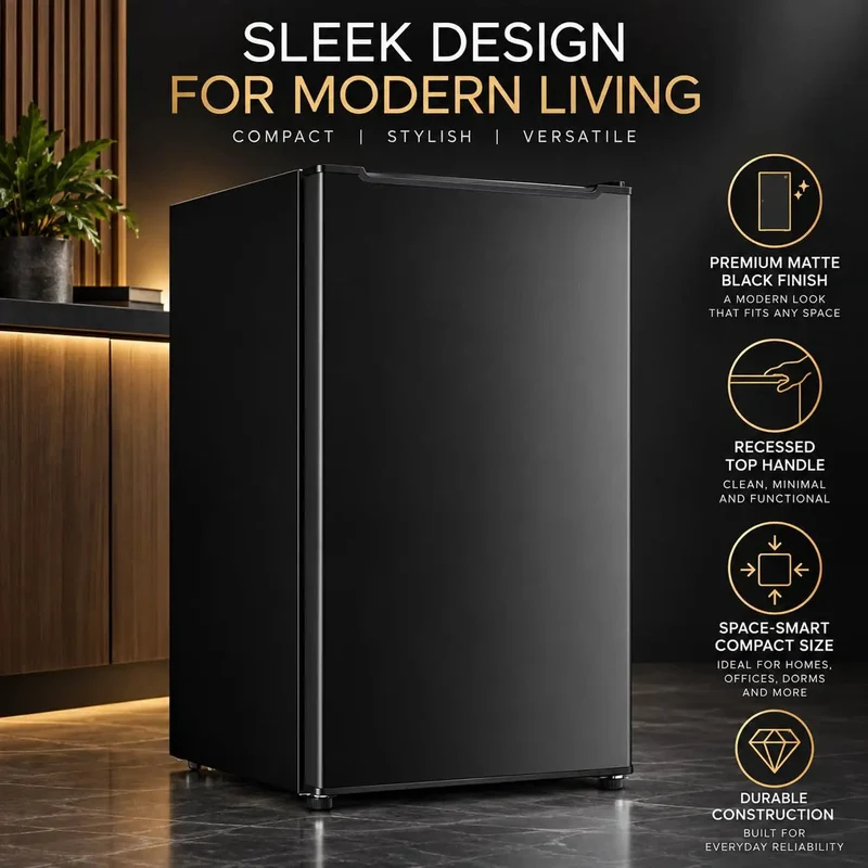 Kickin Compact 3.2 Cubic Foot Upright Freezer Solid Black Design Legit Space Saving Cold Storage For Garage Tight Kitchen And College Dorm Room With Smooth 3 Level Thermostat