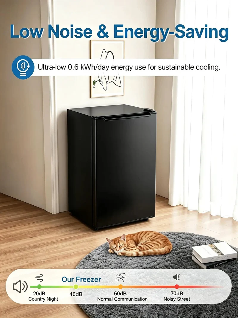 3.2 Cu Ft Upright Mini Freezer Delivers Hardcore Fast Freeze Power With Three Level Thermostat For Rock Solid Chill. Removable Shelves And Quiet Motor Nestle In Dorms Offices Or Rv. Eco Smart Rig With Sleek Black Shell Delivers Elite Cold Flex For Frozen