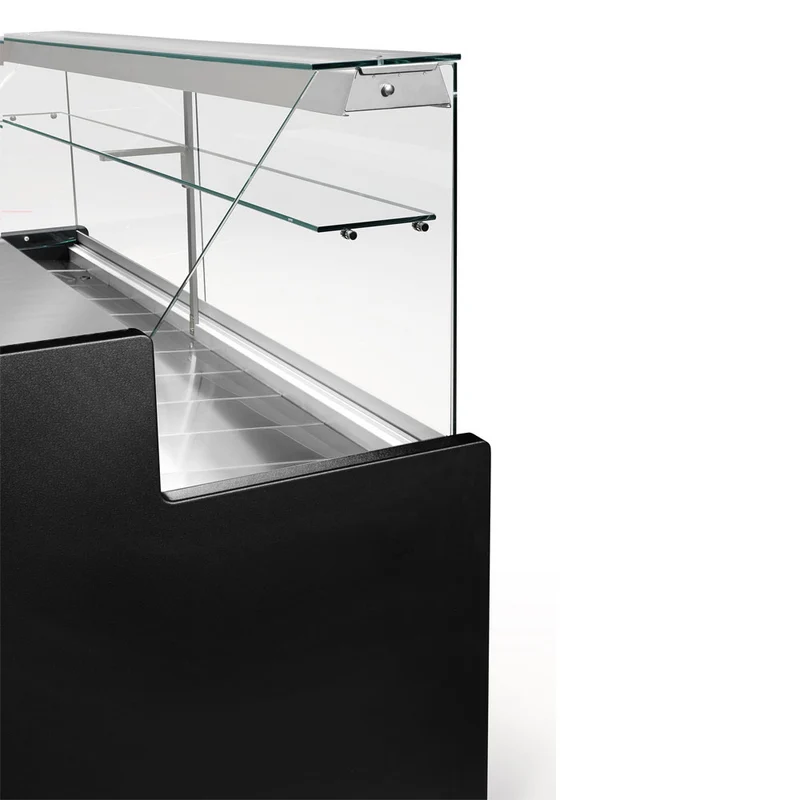 Kühltheke 3,0 m mit Unterbaukühlung , Gerade Glasfront , Schwarz, RO30/B5-R2
