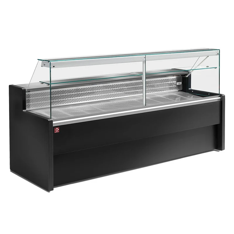 Kühltheke 250 cm mit gekühltem Unterbau , Schwarz, RO25/B5-R2