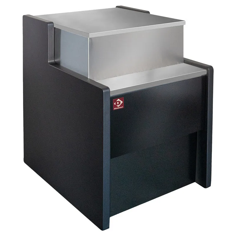 Kassentisch Schwarz , 100 cm breit , Arbeitsplatte aus CNS 18/10, RO-1000/B5