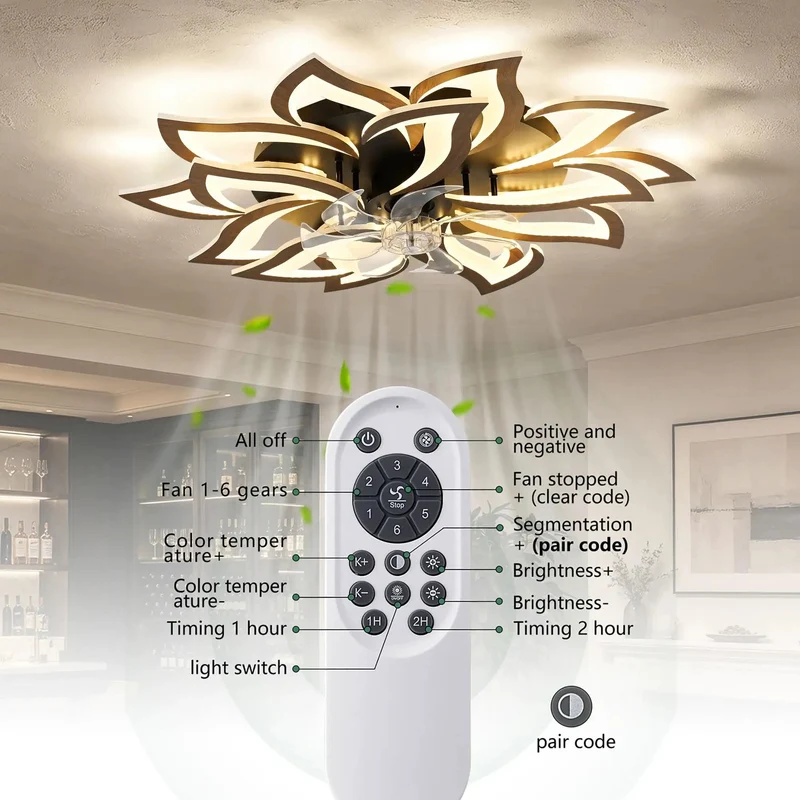 Game Changing 35 Inch Flower Ceiling Fan With Dimmable Led Light And Smart Remote Control White Low Profile Design Six Speed Reversible Motor App Ready Cooling For Bedroom Or Lounge Area