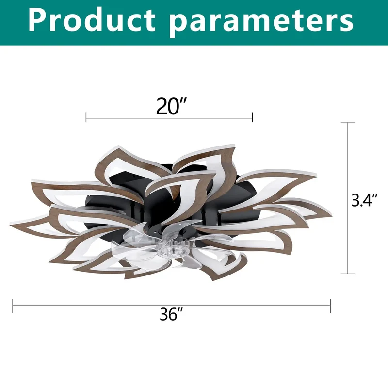 Game Changing 35 Inch Flower Ceiling Fan With Dimmable Led Light And Smart Remote Control White Low Profile Design Six Speed Reversible Motor App Ready Cooling For Bedroom Or Lounge Area