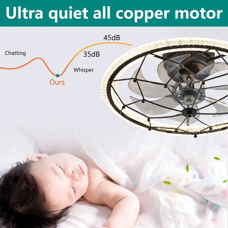 Smooth Operator Twenty Inch Caged Ceiling Fan With Remote And Integrated Light Kit Featuring Reversible Motor And Half Hour Timer For Top Shelf Farmhouse Style Airflow In Your Home