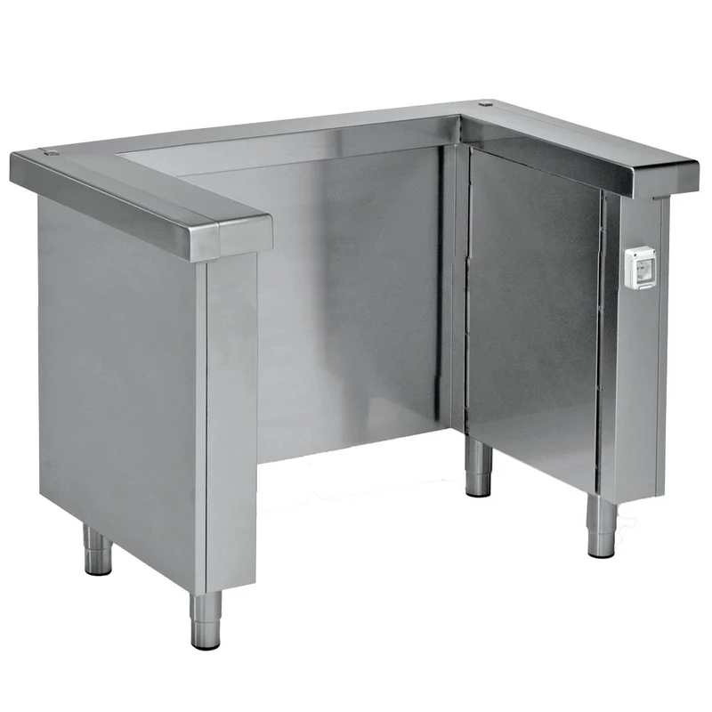 Profi Edelstahl-Arbeitstisch, unterfahrbar , 150 cm , mit Steckdosen, S80/NI15